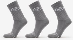 Footshop Basic Crew Socks 3-Pack Grey 36-38