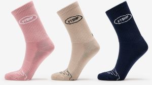 Footshop Basic Crew Socks 3-Pack Navy/ Acru/ Pink 36-38
