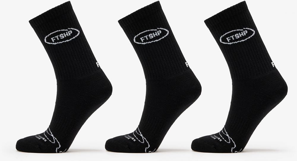 Footshop Basic Crew Socks 3-Pack Black 36-38