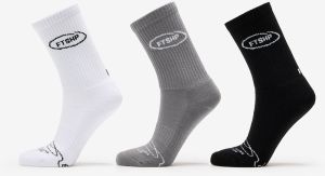 Footshop Basic Crew Socks 3-Pack Black/ White/ Grey 43-46