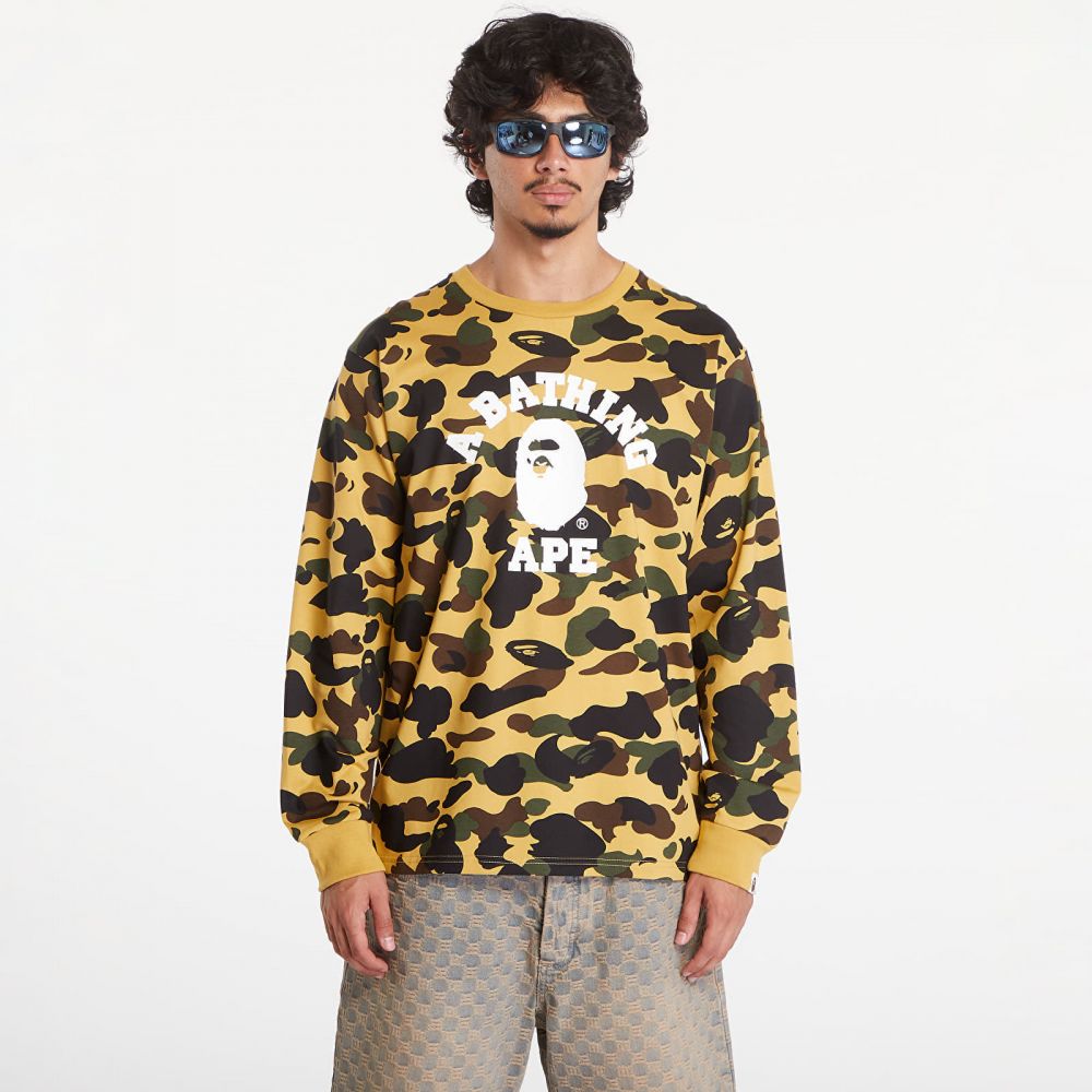 Tričko A BATHING APE 1St Camo College Long Sleeve Tee Yellow XXL