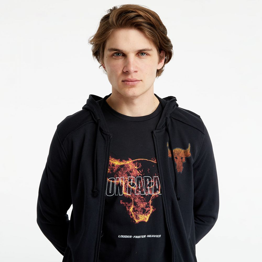 Mikina Under Armour Project Rock Terry FZ Hoodie Black/ Rogue Orange M