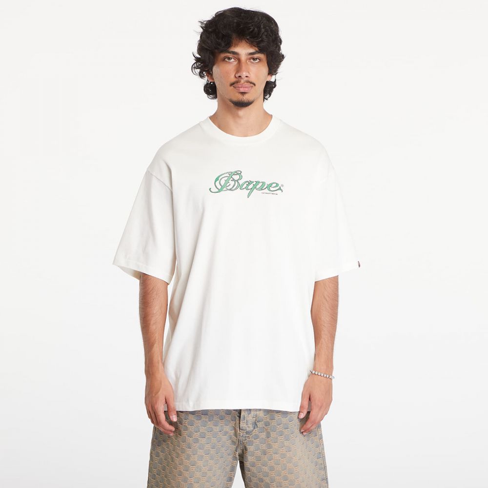 Tričko A BATHING APE Logo Relaxed Fit Short Sleeve Tee Ivory XL