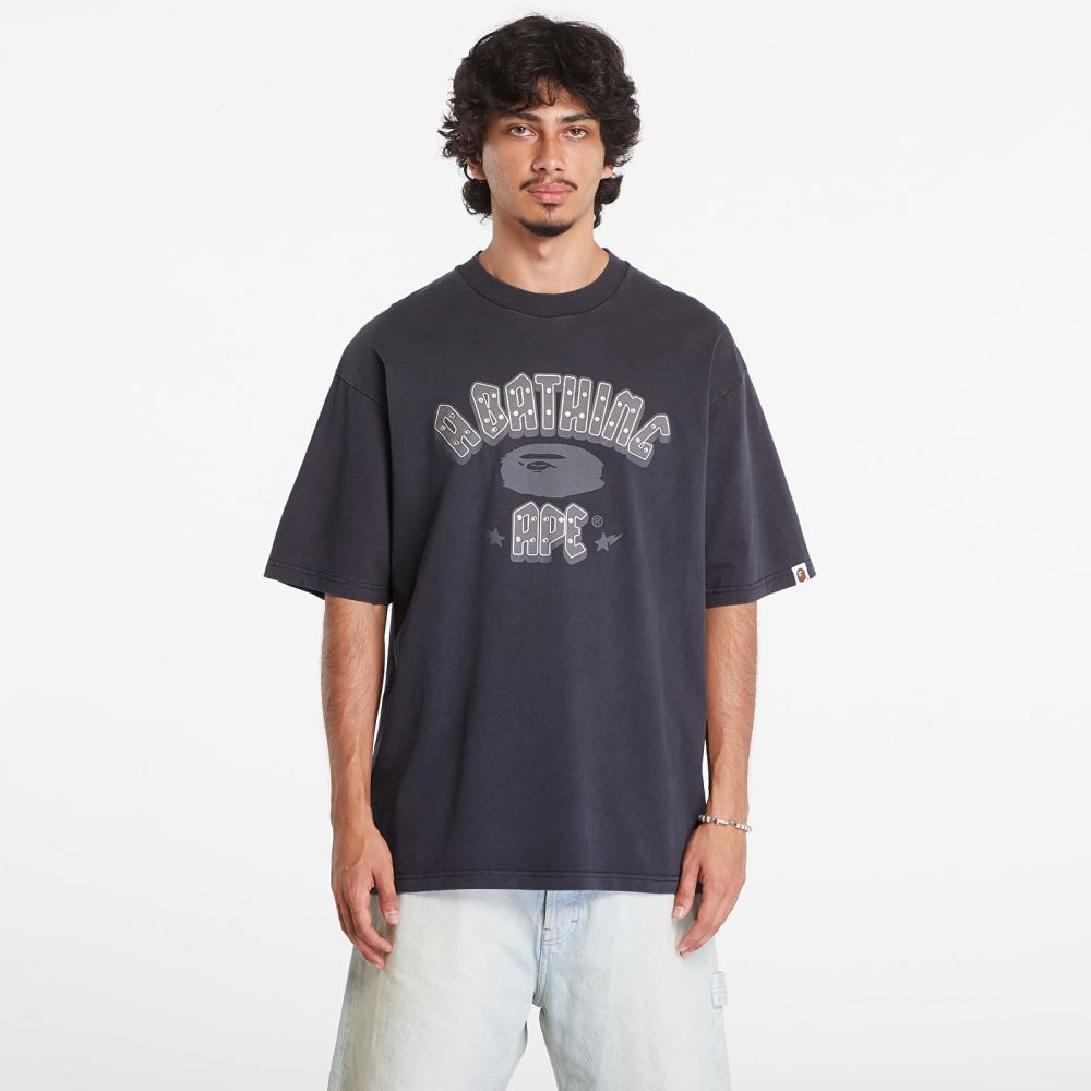Tričko A BATHING APE Garment Dye Rhinestone Logo Relaxed Fit Short Sleeve Tee Charcoal XL