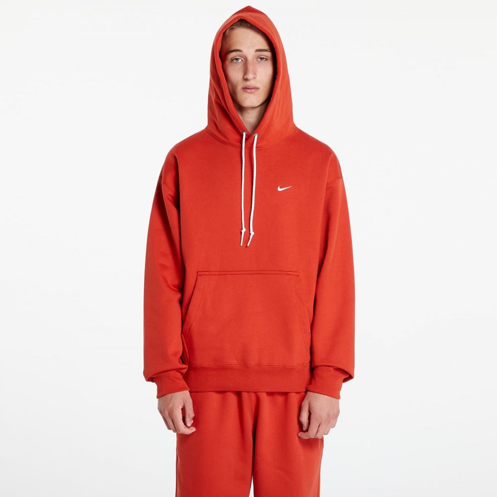 Mikina Nike Solo Swoosh Men's Fleece Pullover Hoodie Dragon Red/ White XS