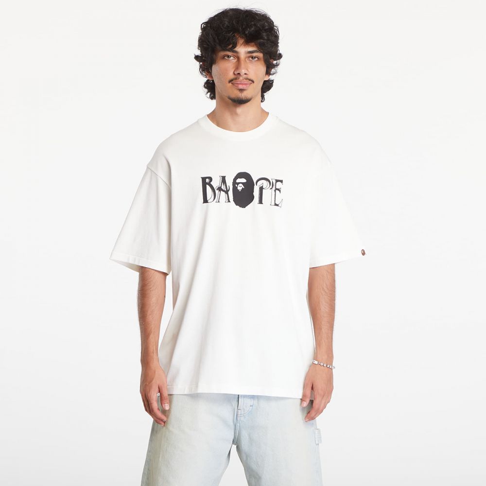 Tričko A BATHING APE Screen Print Logo Relaxed Fit Short Sleeve Tee Ivory XXL