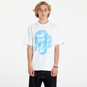 Tričko A BATHING APE Flame Ape Head Tee White/ Blue XXL