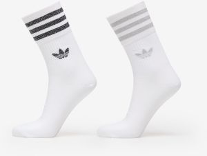 adidas Mid-Cut Glitter Crew Socks 2-Pack White/ Grey Two/ Black S