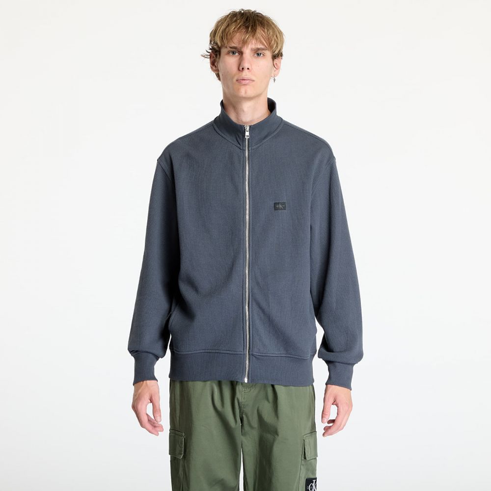 Mikina Calvin Klein Jeans Woven Label Waffle Jacket Ebony M