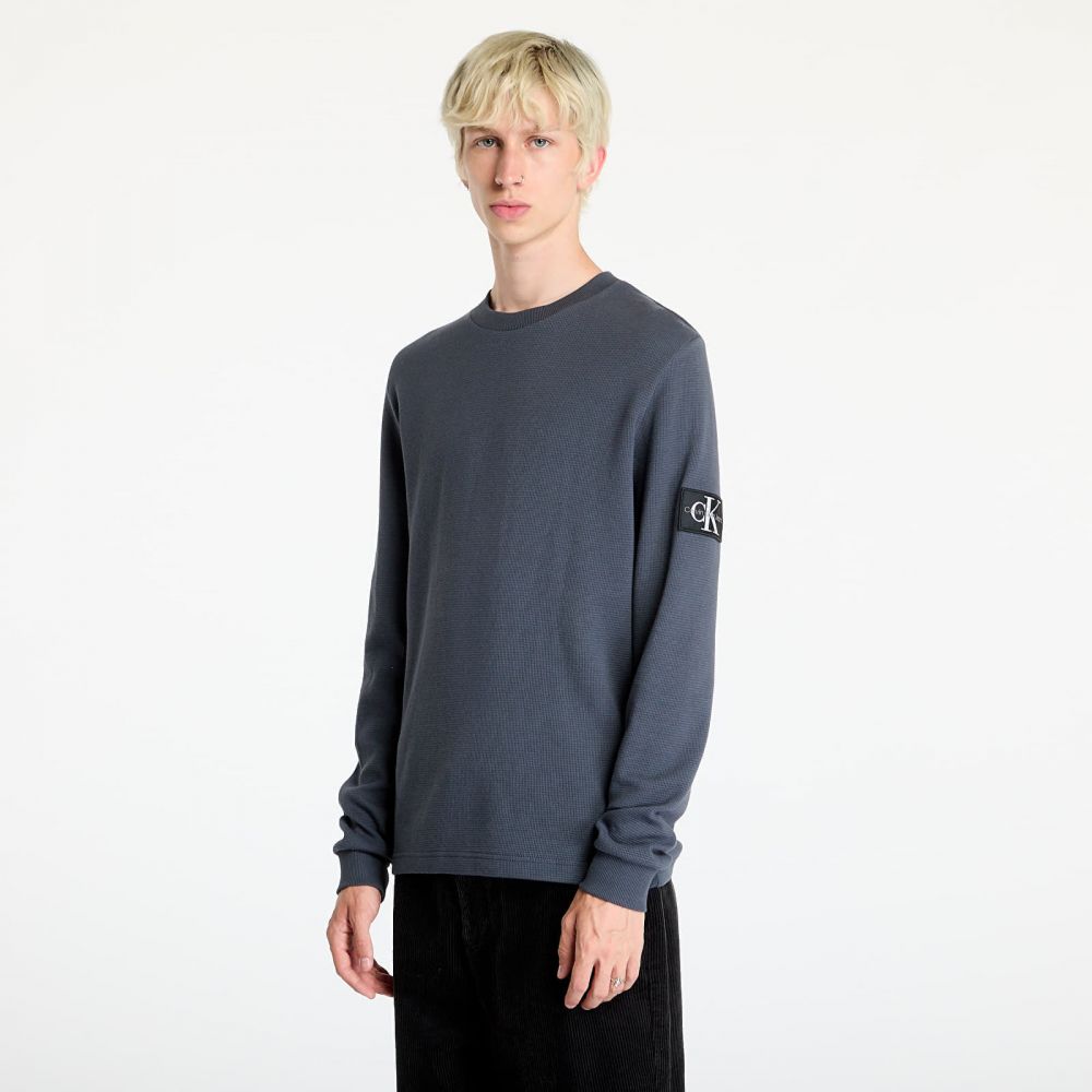 Tričko Calvin Klein Jeans Badge Waffle Longsleeve Tee Ebony L