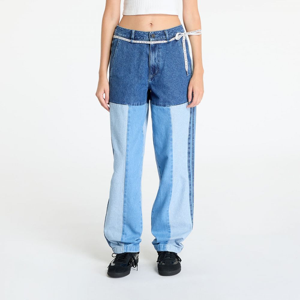 Kalhoty adidas x KSENIASCHNAIDER Patchwork Straight Leg Jeans Indigo Denim / Medium Blue Denim / Light Denim 24
