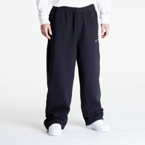 Kalhoty Nike Solo Swoosh Men's Open-Hem Brushed-Back Fleece Pants Black/ White XS