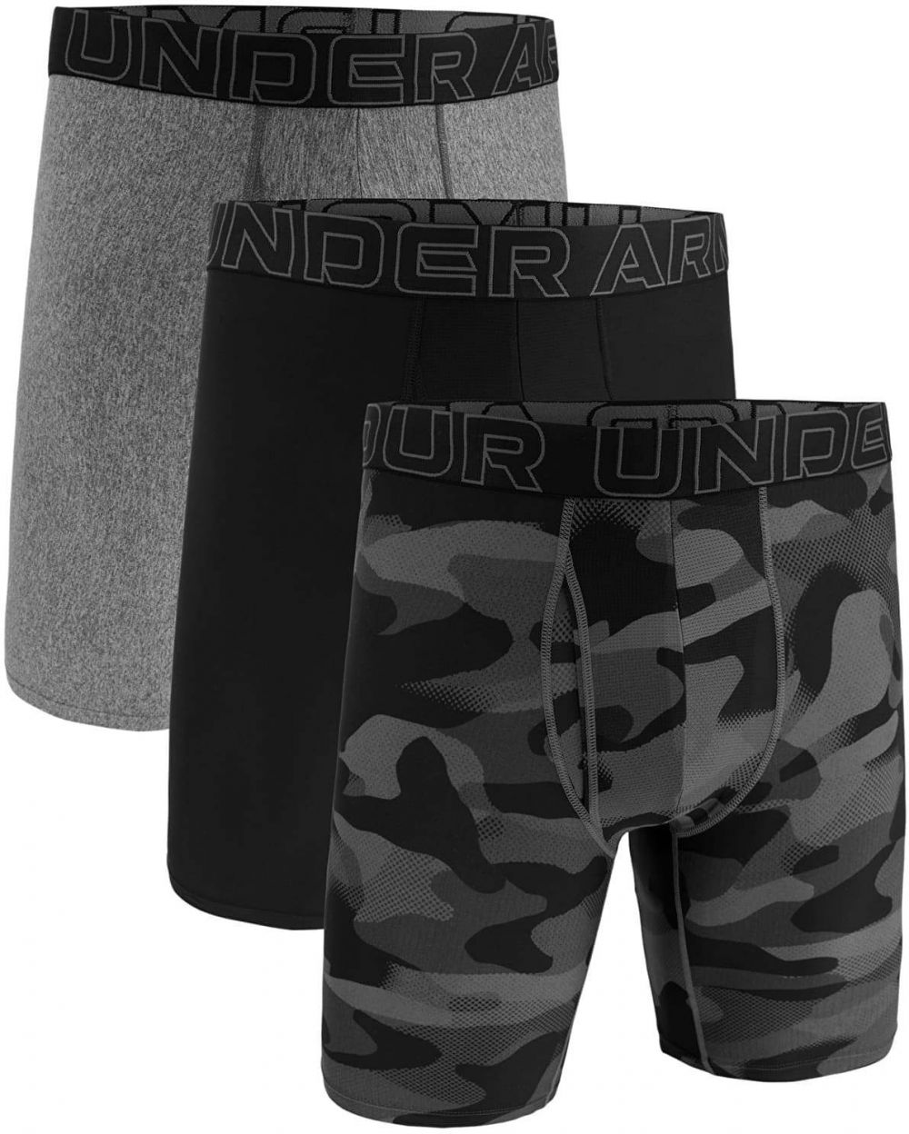 Under Armour M Perf Tech Nov 9in 3-Pack Black M