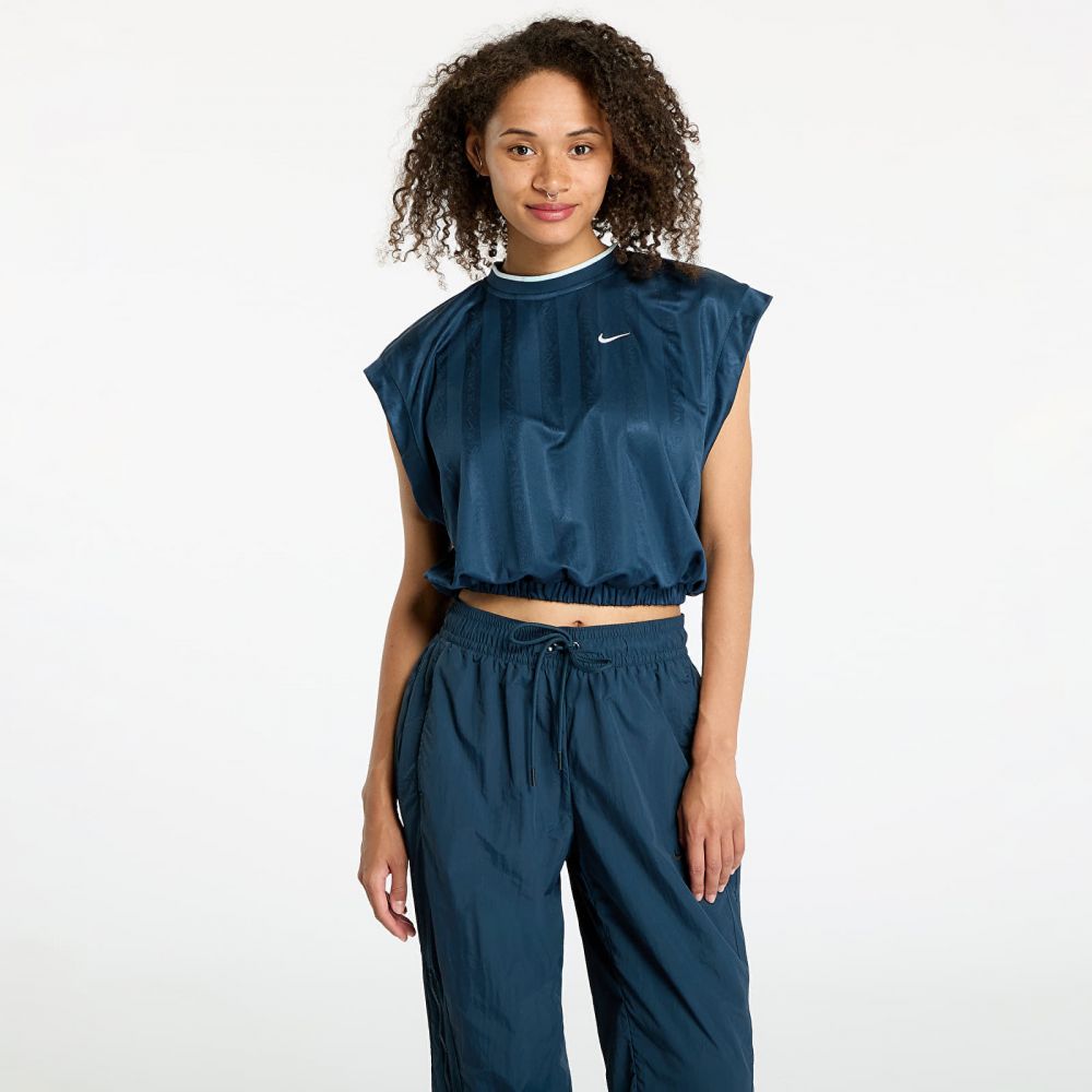 Tričko Nike Sportswear Collection Women's Dri-FIT Jacquard Short-Sleeve Jersey Top Armory Navy/ Armory Navy/ White XL