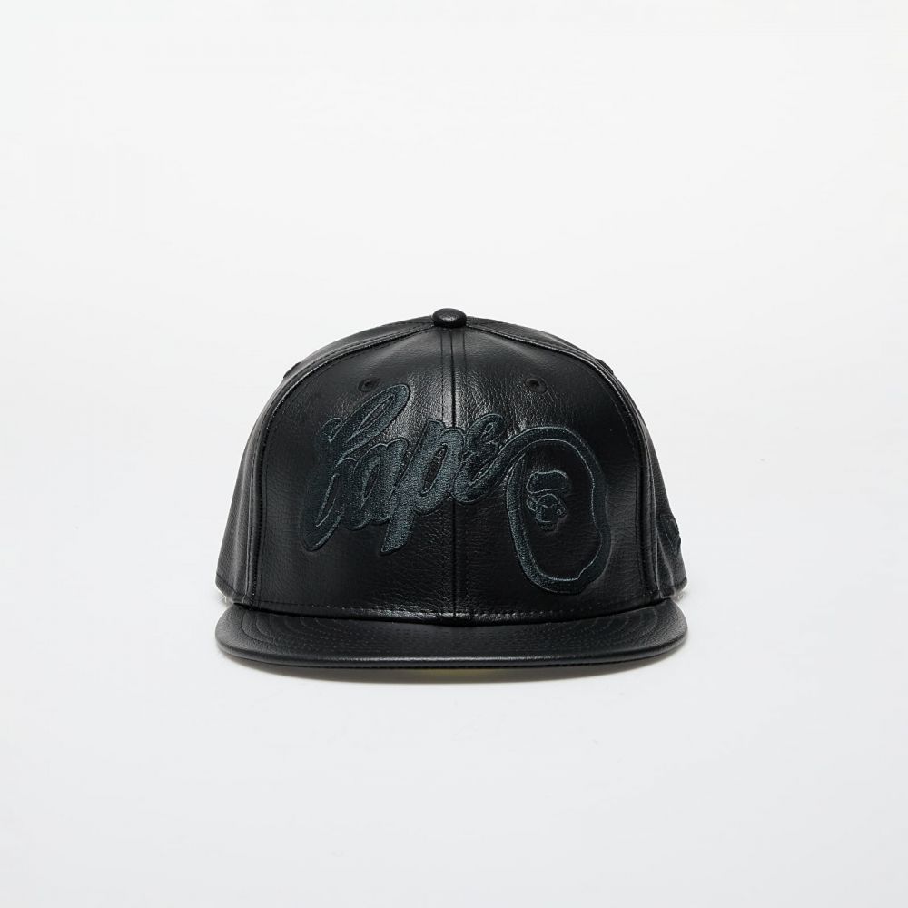 Šiltovka A BATHING APE x New Era 59Fifty Leather Cap M Black L