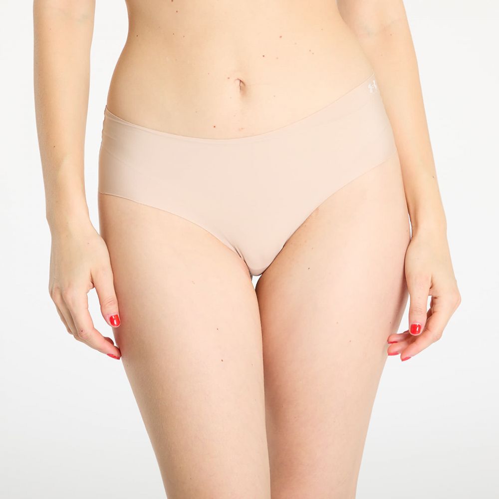 Under Armour Pure Stretch No Show Hipster 3-Pack Brown XS