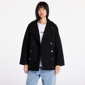 Kabát Tommy Jeans Wool Peacoat Black S