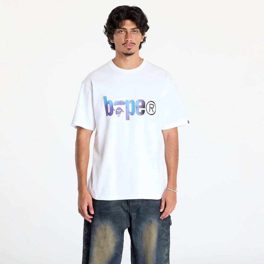 Tričko A BATHING APE Tie Dye Bape Logo Tee White/ Black XL