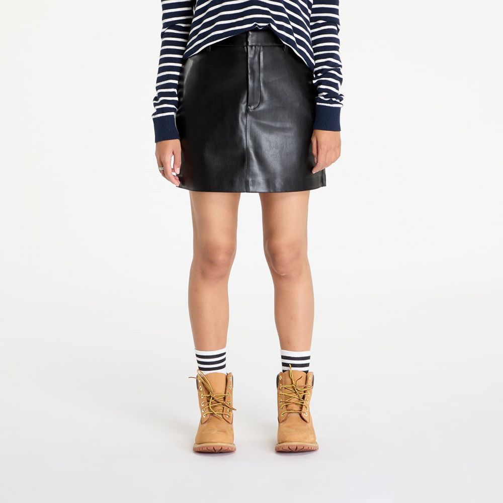 Calvin Klein Jeans Faux Leather A-Line Skirt Black L