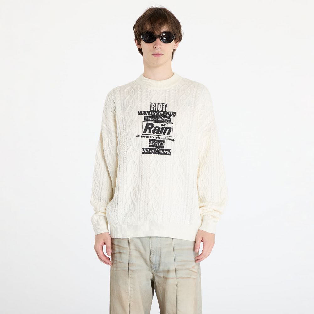 Svetr Wasted Paris Rain Cable Knit Sweater Off-White L