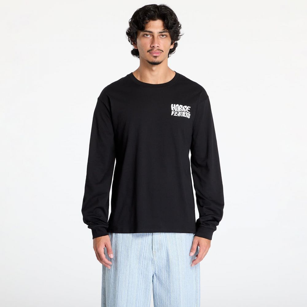 Tričko Horsefeathers Distort Long Sleeve T-Shirt Black M
