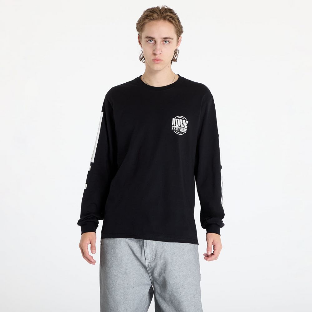 Tričko Horsefeathers Tall Typo Long Sleeve T-Shirt Black S