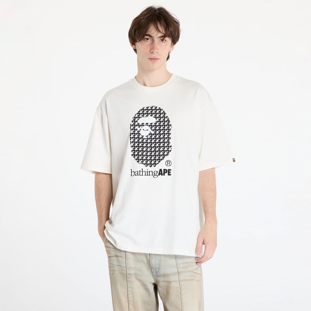 Tričko A BATHING APE Sta Houndstooth By Bathing Ape Relaxed Fit Tee M Ivory XXL