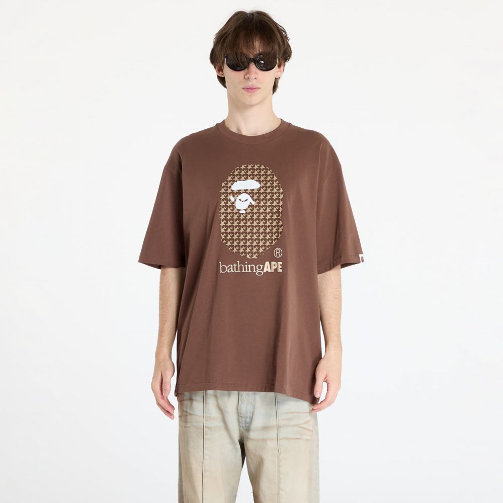 Tričko A BATHING APE Sta Houndstooth By Bathing Ape Relaxed Fit Tee M Brown XL