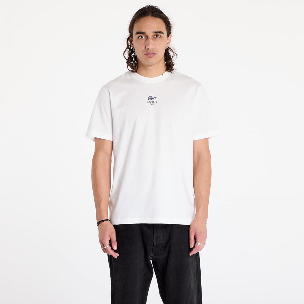Tričko LACOSTE Signature Print Cotton T-shirt Flour M