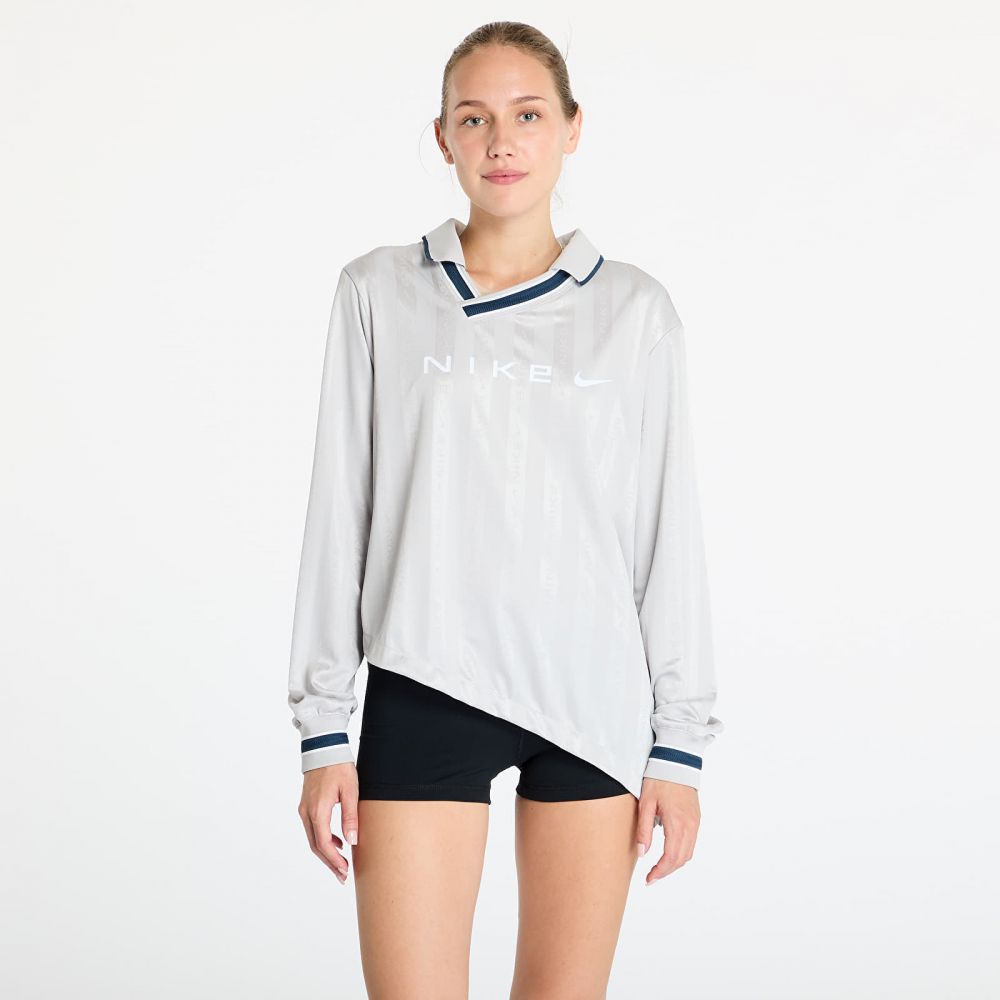 Tričko Nike Sportswear Collection Women's Dri-FIT Jacquard Long-Sleeve Jersey Top Lt Iron Ore/ Flax/ White L