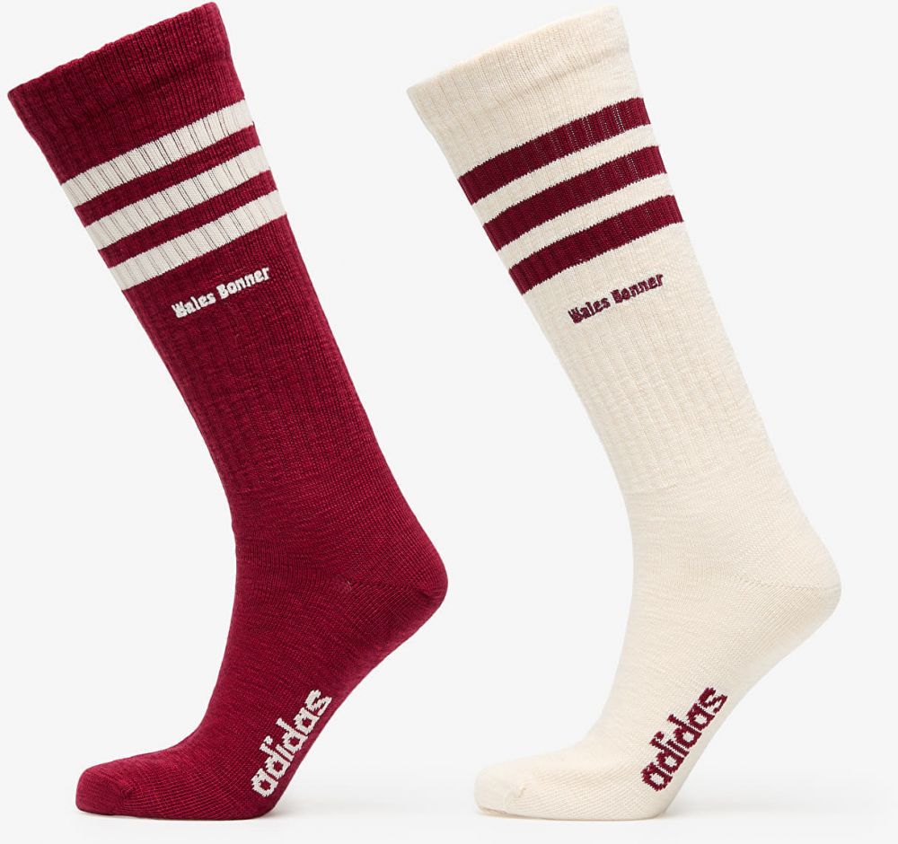 adidas x Wales Bonner 3 Stripes Socks 2-Pack Wonder White/ Core Burgundy M