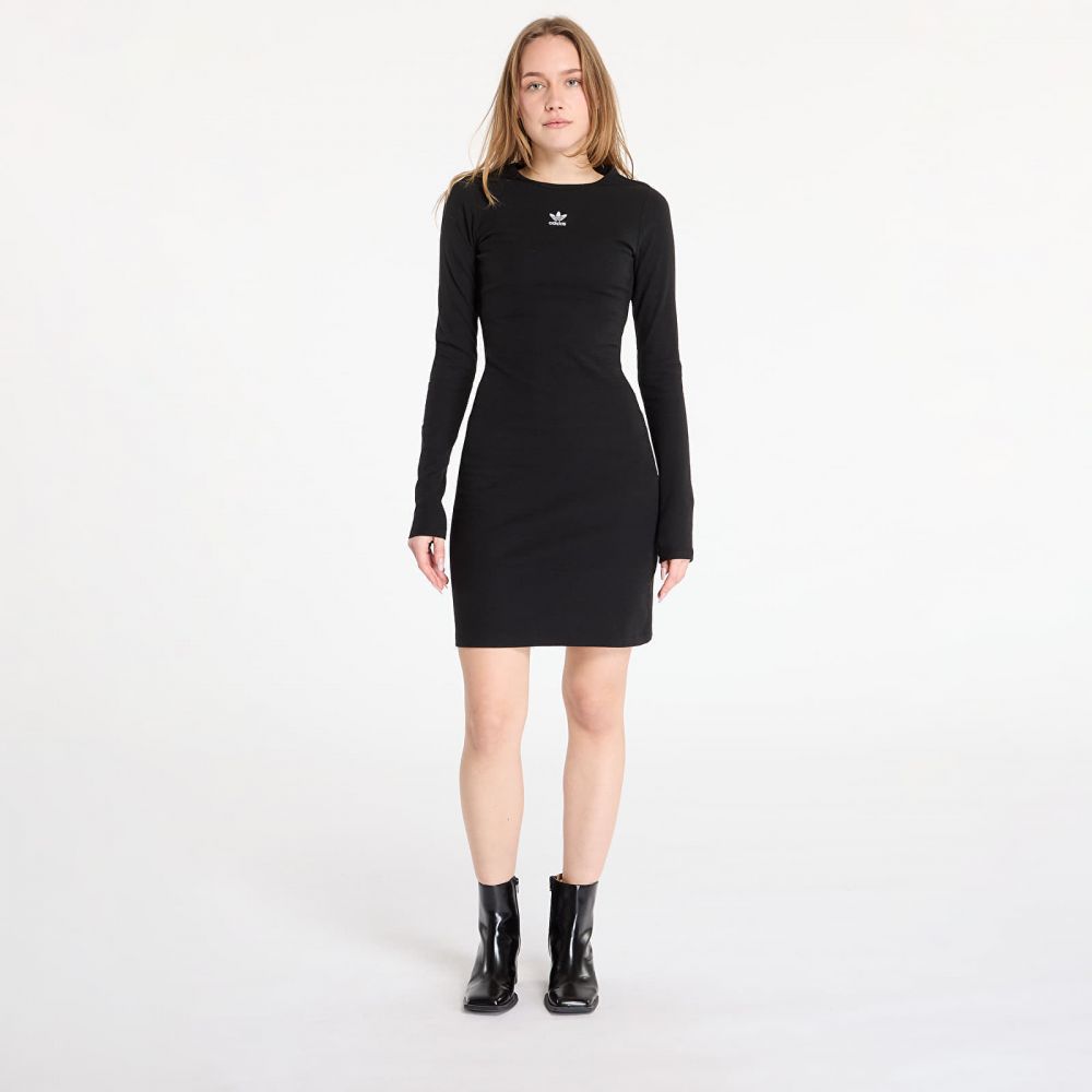 adidas Essentials Rib Long Sleeve Dress Black M