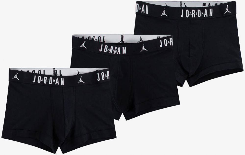 Jordan Mens Flight Cotton 3-Pack Trunk Black M