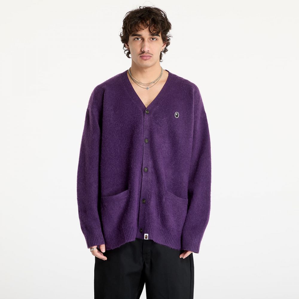 Svetr A BATHING APE One Point Hairly Yarn Cardigan M Purple L