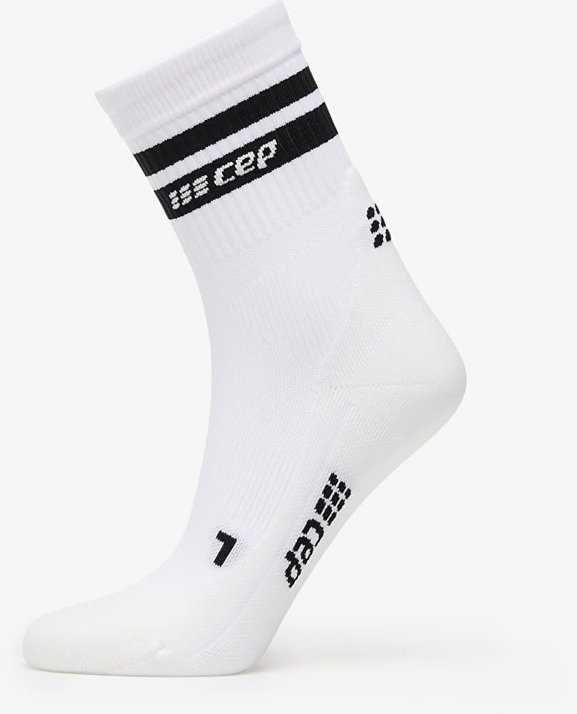 CEP 80's Mid Cut Compression Socks White/ Black S
