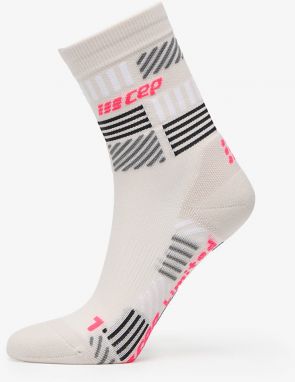 CEP The Run Limited Edition Compression Mid Cut Socks Cream/ Neon Pink M