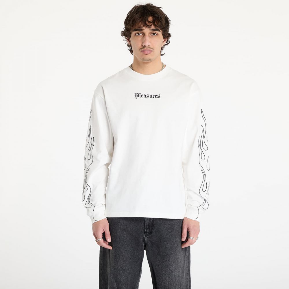 Tričko PLEASURES Fiery Heavyweight Longsleeve White L