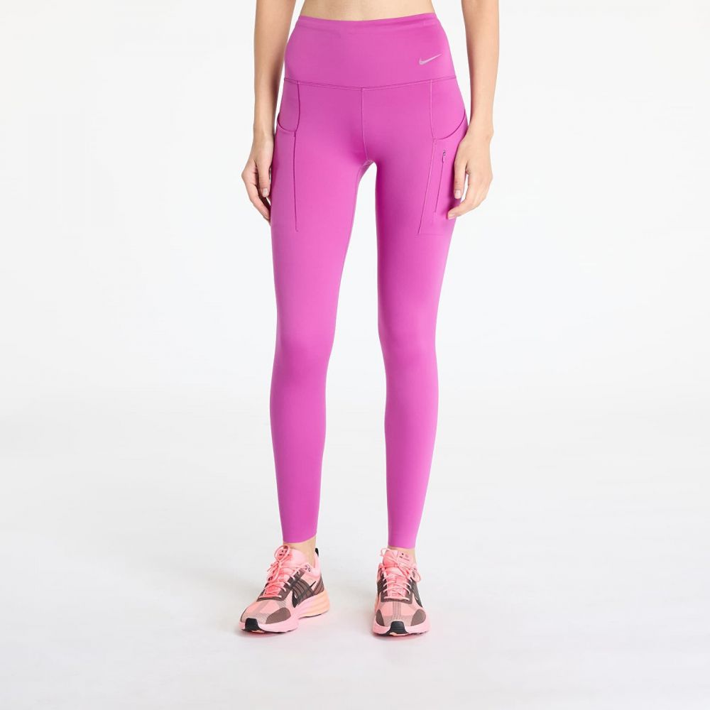 Legíny Nike Go Women's Firm-Support High-Waisted Full-Length Leggings with Pockets Hot Fuchsia/ Black XS