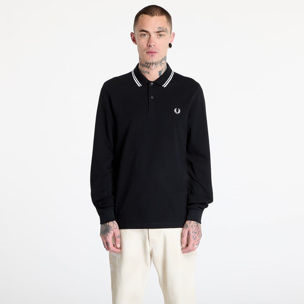 Tričko FRED PERRY Long Sleeve Twin Tipped Shirt Black L