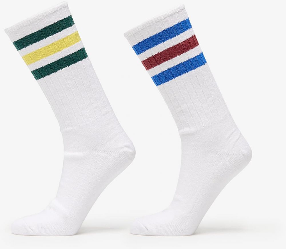 adidas 3 Stripes Ribbed Crew Socks 2-Pack White/ Multicolor M