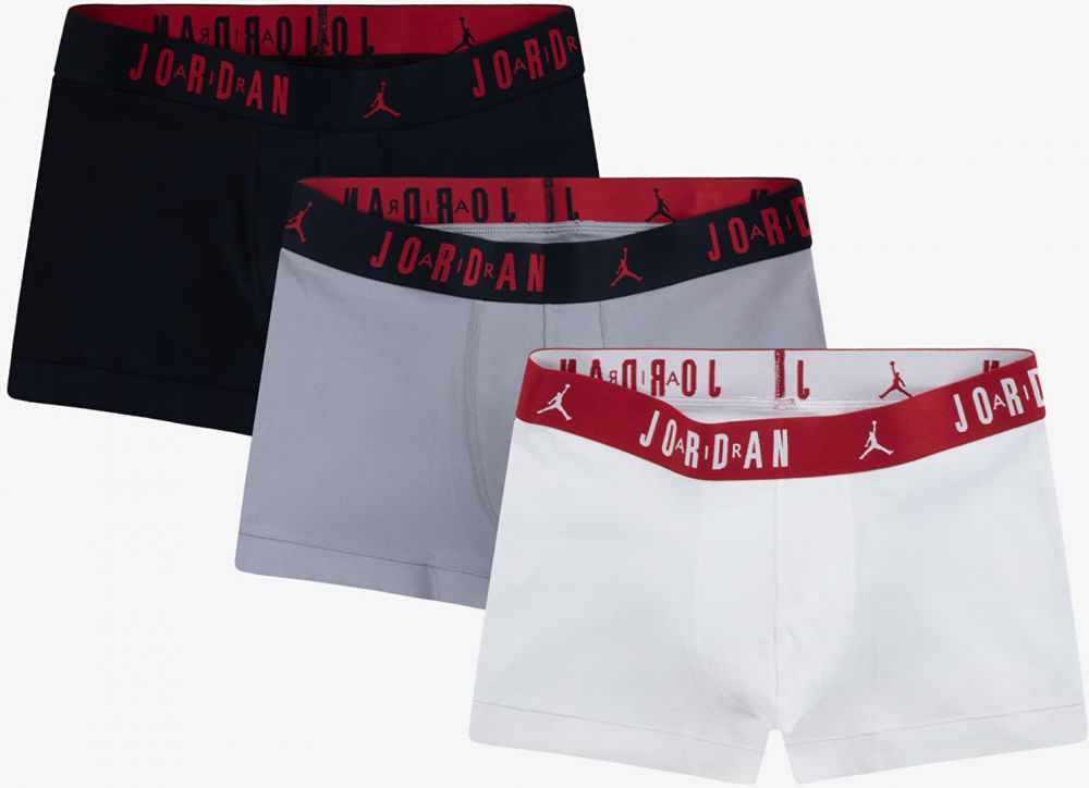 Boxerky Jordan Mens Flight Cotton 3-Pack Trunk Black/ White XL