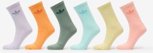 Ponožky adidas Trefoil Crew Cushion Socks 6-Pack Silver Green/ Glow Pink/ Powder Yellow S