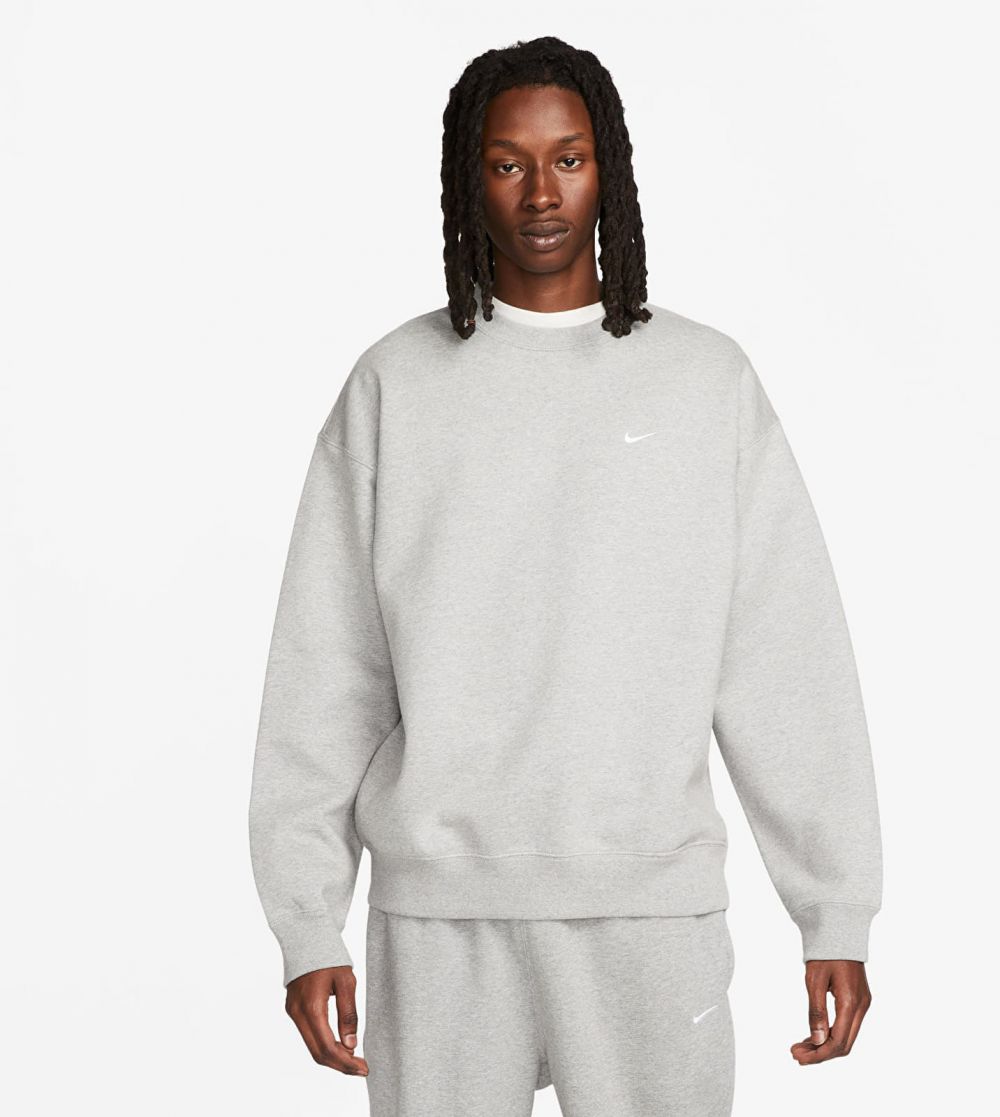 Mikina Nike Solo Swoosh Men's Fleece Crew Dk Grey Heather/ White XXL