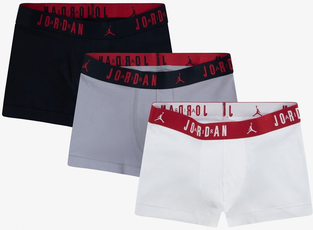 Jordan Mens Flight Cotton 3-Pack Trunk Black/ White M
