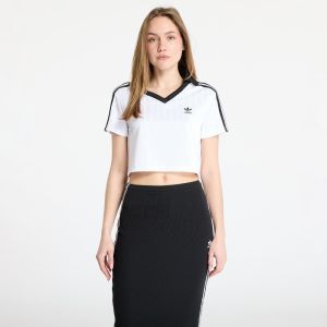 adidas Adicolor Football Jacquard V-Neck Crop Polo Shirt White XL