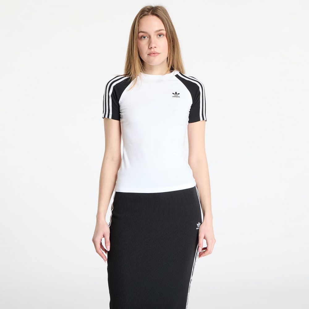 Tričko adidas Adicolor 3 Stripe Raglan Slim Tee White/ Black M