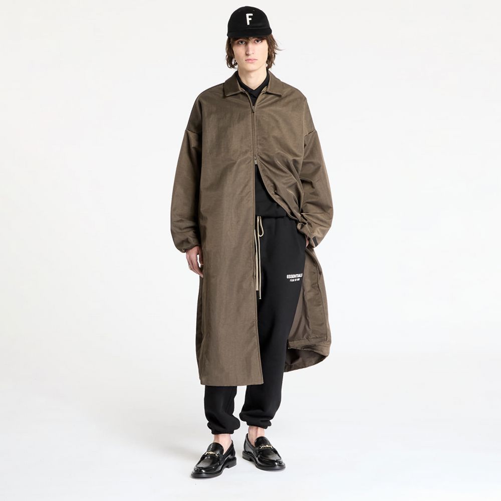 Kabát Fear Of God ESSENTIALS Textured Nylon Trench Coat Brown L