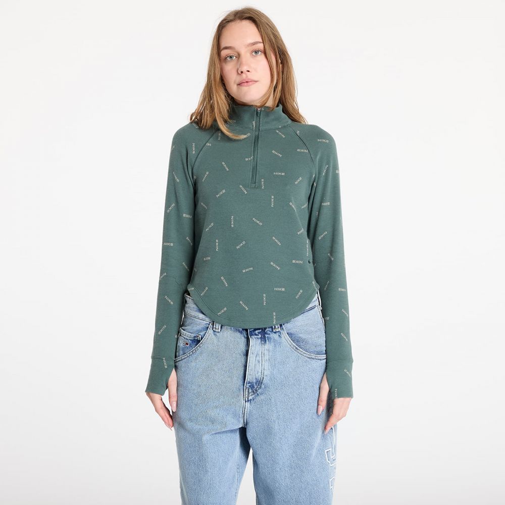 Tričko Nike Sportswear Women's Slim 1/2-Zip Long-Sleeve Logo Top Vintage Green/ Light Army/ Vintage Green L