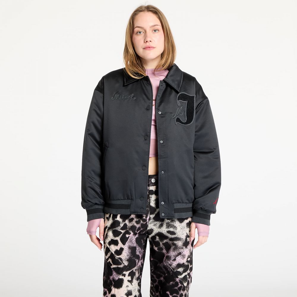 Bomber Jordan Women's Varsity Jacket Black/ Gym Red M
