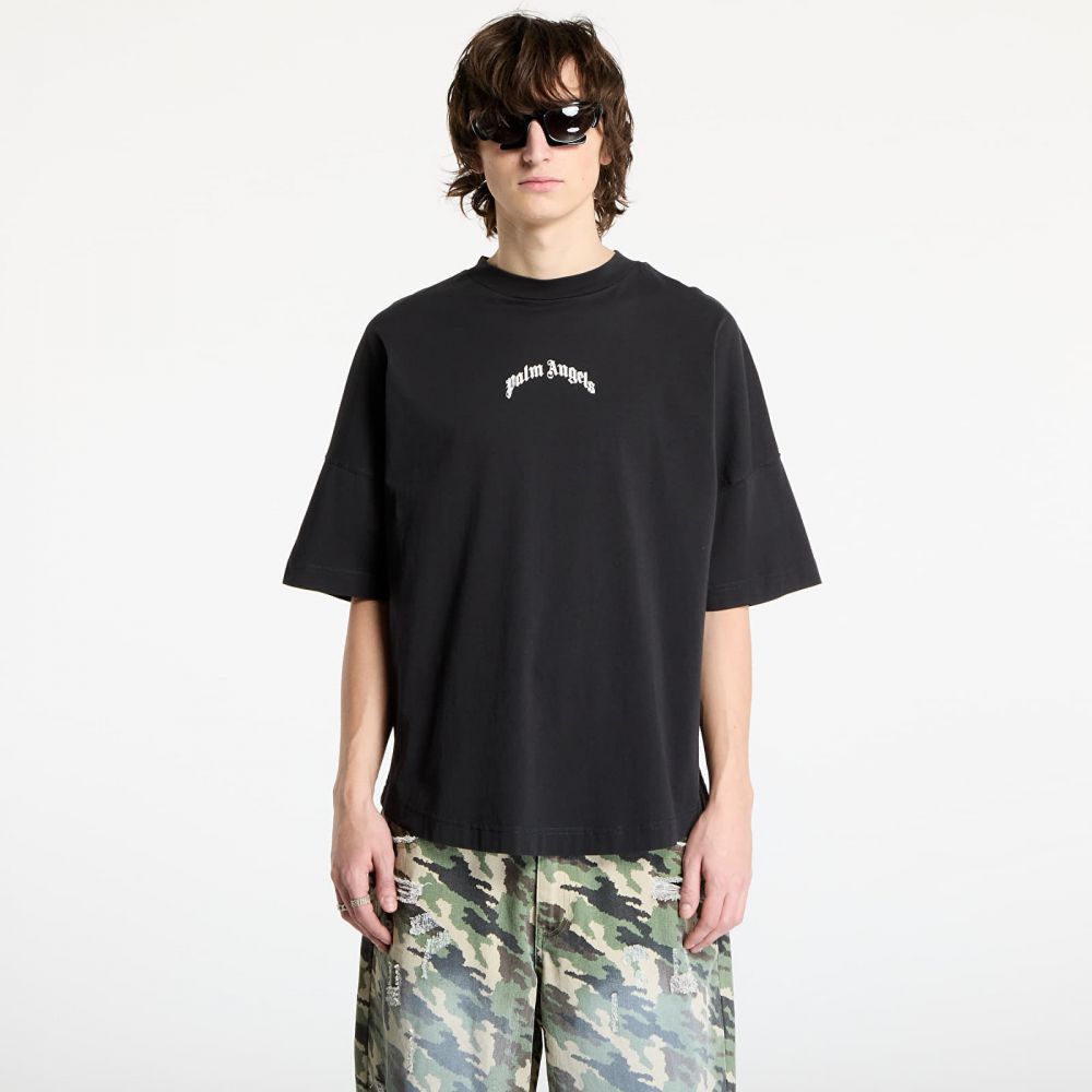 Tričko Palm Angels Back Curved Logo Oversized Tee Black/ Off White XS
